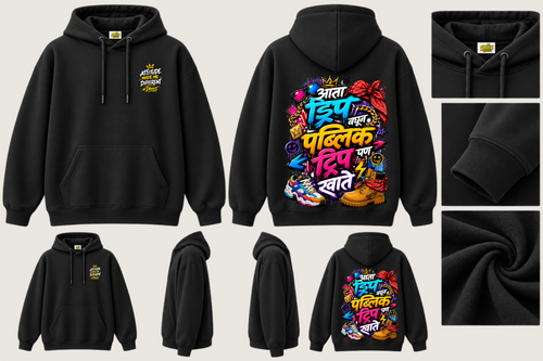 Aata Drip Baghun Public Pan Trip Kahte - Kids Premium Pullover Hoodie