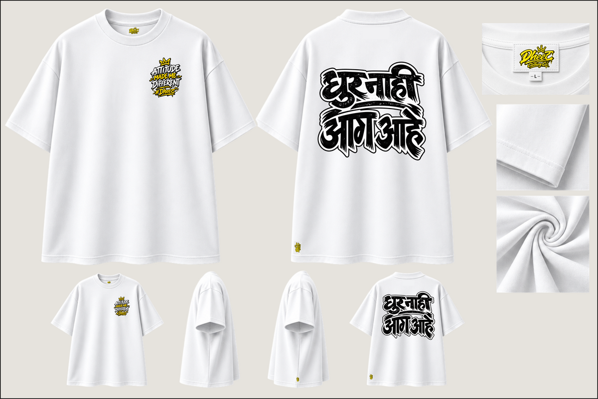 Dhur Nahi Aag Aahe - Men's Regular Printed Oversize Tshirt