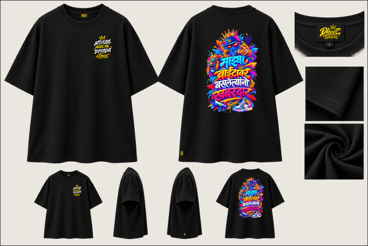 Mazya Waieta Var Baslelyanno Khabardar - 2 - Men's Premium Oversize Tshirt